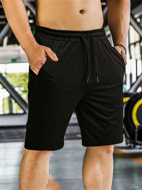 Manfinity Homme Hombres Shorts Unicolor Con Bolsillo Oblicuo De Cintura