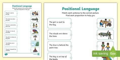 Positional Language Matching Activity Professor Feito