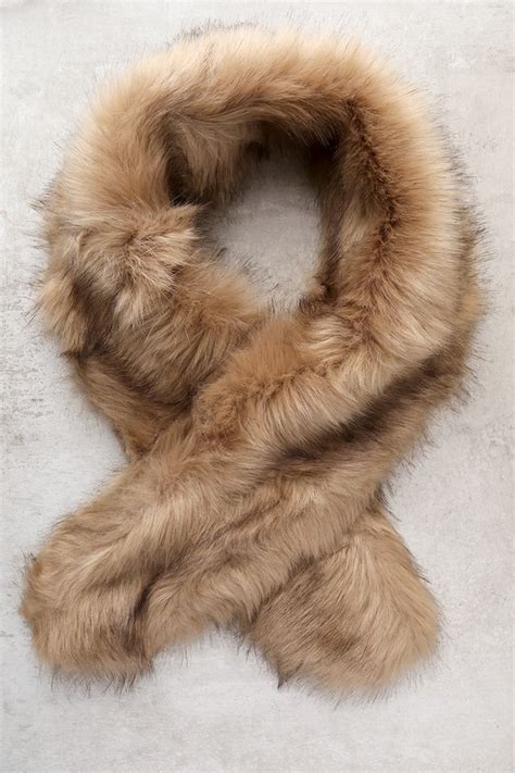 Chic Faux Fur Stole Light Brown Scarf Faux Fur Shawl