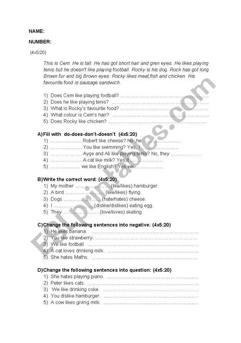 Present Simple Exam Esl Worksheet By Snowymountain