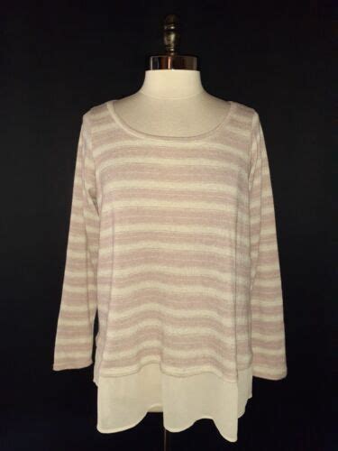 TORRID Plus Size 0 0X Shirt Top Pink Ivory Stripes Long Sleeve EBay