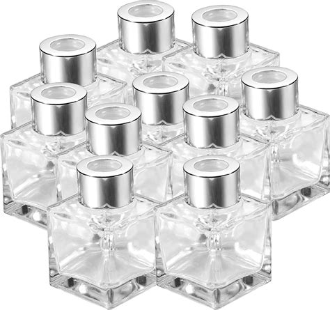 20 Set Square Glass Diffuser Bottles With Silver Caps Refillable Diffuser Bottles