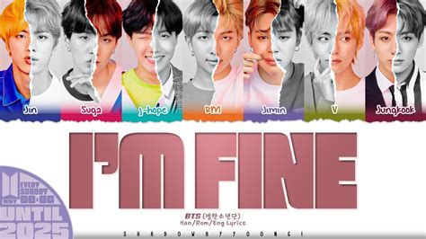 BTS 방탄소년단 I M FINE Lyrics Color Coded Han Rom Eng UNTIL 2025 8