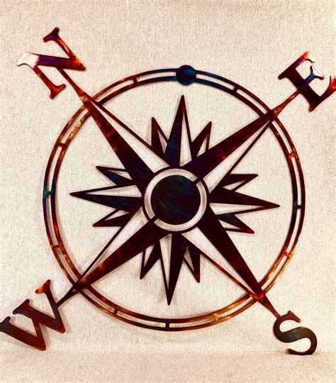 Compass Rose Indoor Or Outdoor Nautical Metal Art Etsy