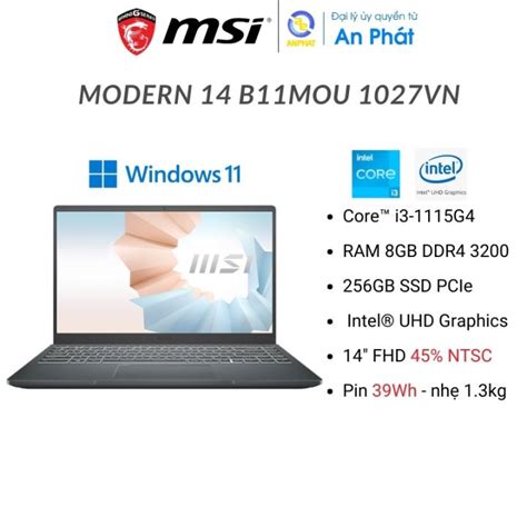 Laptop Msi Modern B Mou Vn Vn Core I G Inch Fhd