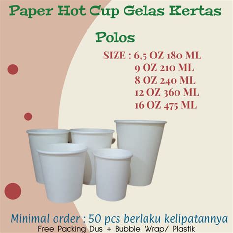 Jual Paper Hot Cup Gelas Kertas 6 5 Oz 9 Oz 8 Oz 12 Oz 16 Oz POLOS 6