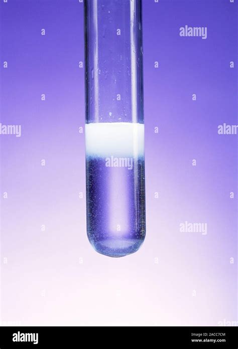 Silver chloride precipitation. Experiment showing the formation of a ...