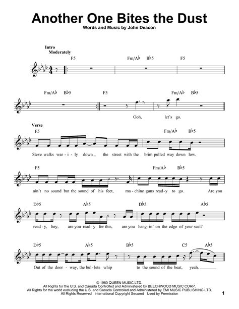 Another One Bites The Dust | Sheet Music Direct