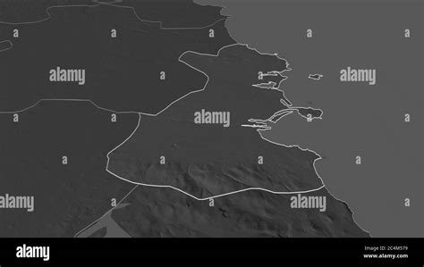 Zoom In On Dublin County Of Ireland Outlined Oblique Perspective