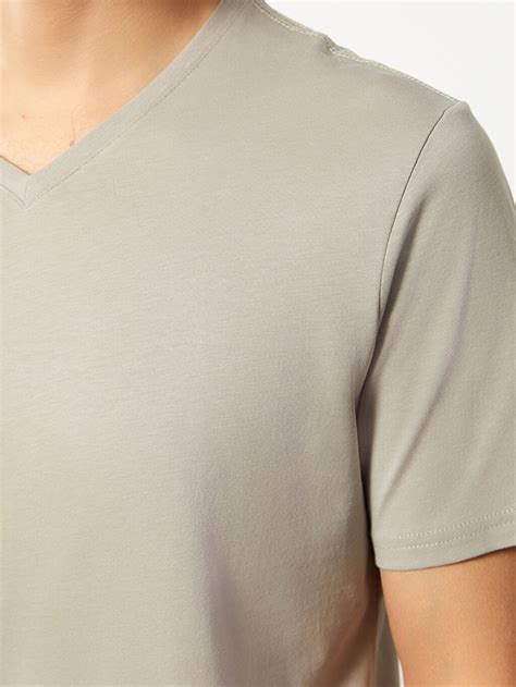 V Neck Short Sleeved Basic Combed Cotton Mens T Shirt S30114z8 Mvk