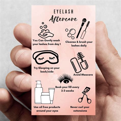 Eyelash Extension Aftercare Card Extensions Technician