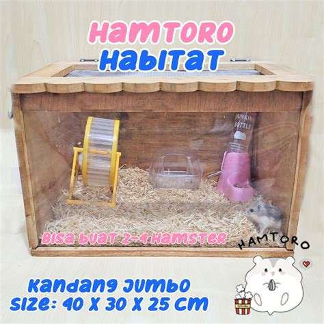 Jual Hamtoro Habitat Kandang Landak Tebal Jumbo Alami Kayu Hamster