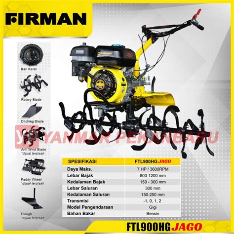 Jual Mesin Traktor Bajak Tanah Tractor FIRMAN FTL 900 HG JAGO