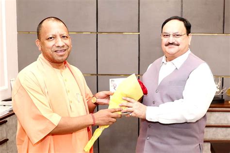 Free Photo Up Cm Yogi Adityanath Met Bjp President Jp Nadda