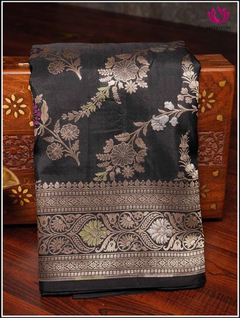 Banarasi Katan Silk In Black With Floral Jaal And Meenakari Weaving