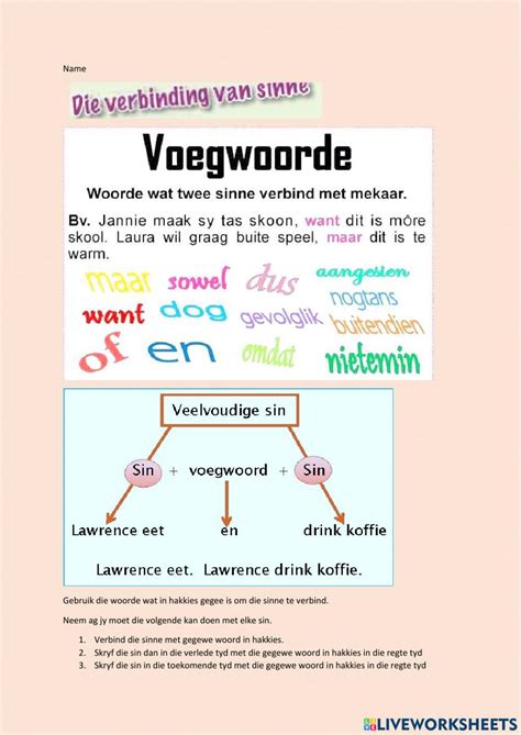 Voegwoorde Verbining Van Sinne Worksheet Live Worksheets 58 Off