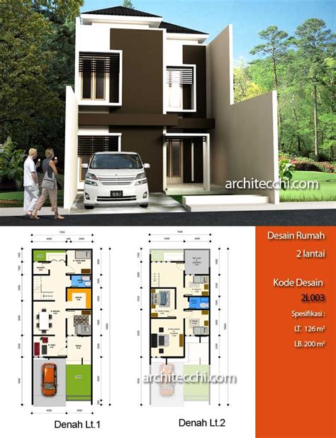 Denah Rumah Lebar 5 Meter 2 Lantai Modern Minimalis