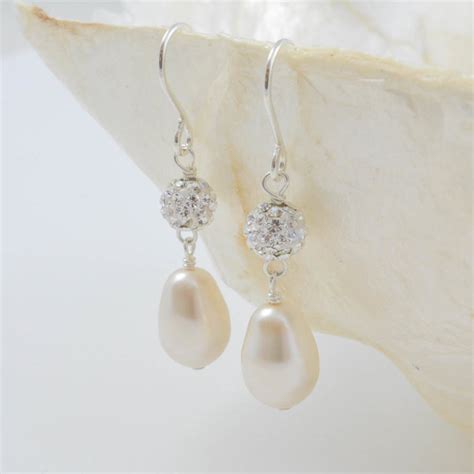 Pearl And Crystal Wedding Earrings By Vivien J