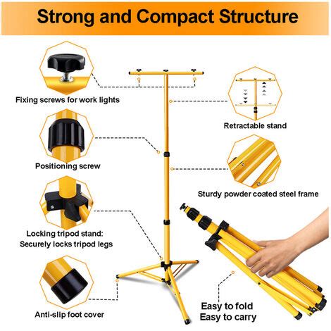 VINGO Projecteur de chantier LED avec trépied IP66 Jardin Projecteur