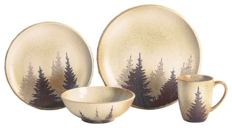 16 Piece Clearwater Pines Dinnerware Set Rustic Dinnerware Sets