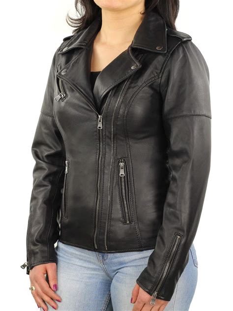 Dames Leren Biker Jas Zwart Versano 345 Zwarte Leren Dames Jas