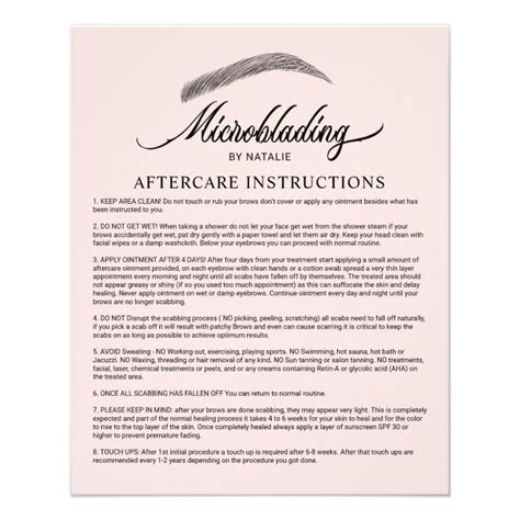 Microblading Aftercare Instruction Blush Pink Flyer | Zazzle ...