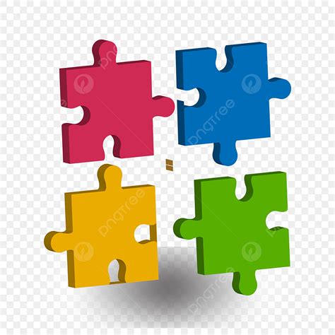 Puzzle Team Cooperation Vector Art PNG 3d Cooperation Puzzle With Four