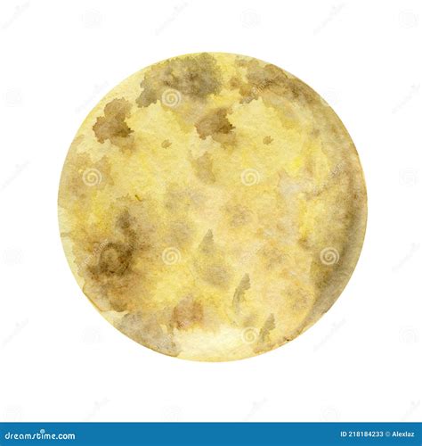 Watercolor Yellow Moon Illustration with Craters. Stock Illustration - Illustration of artistic ...