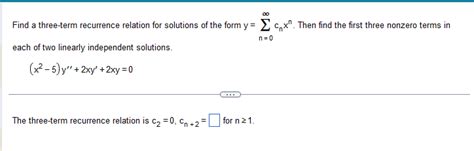 Answered Find A Three Term Recurrence Relation Bartleby