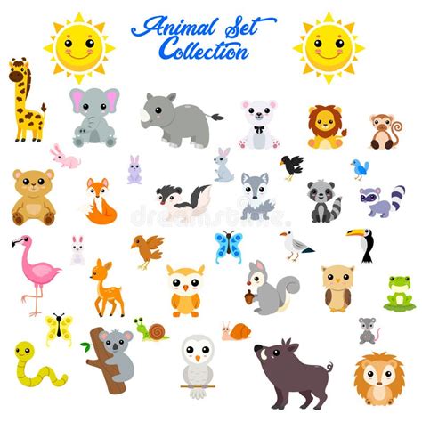 Big Autumn Set with Cute Animals Stock Vector - Illustration of ...