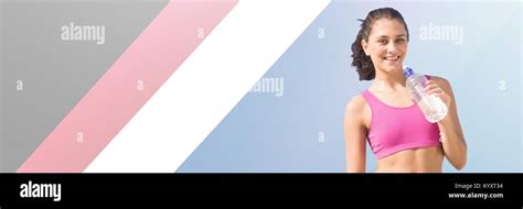 Fit Strong Woman And Angled Stripes Stock Photo Alamy