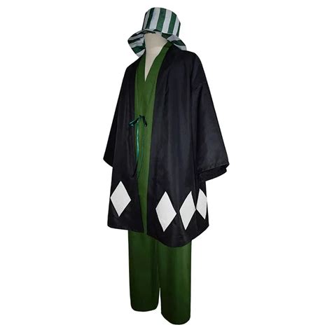 Kisuke Urahara Cosplay Costumes Green Uniform With Black Jacket