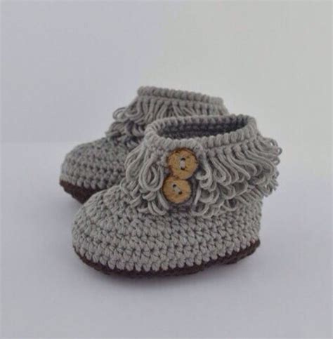 Grey Crochet Baby Booties Newborn Crochet Shoes Boutique