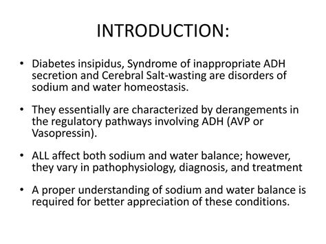 SOLUTION Diabetes Insipidus Siadh And Cerebral Salt Wasting Studypool