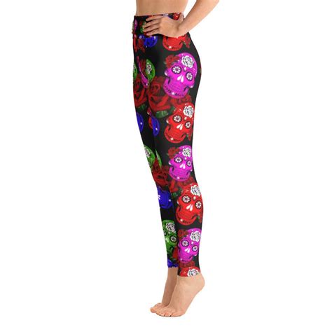 Day Of The Dead Yoga Leggingscapri Yoga Pants Sport Stretch Etsy