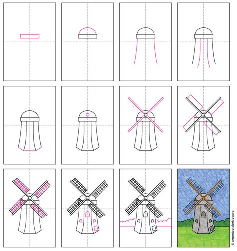 How to Draw a Windmill · Art Projects for Kids Windmill Drawing ...