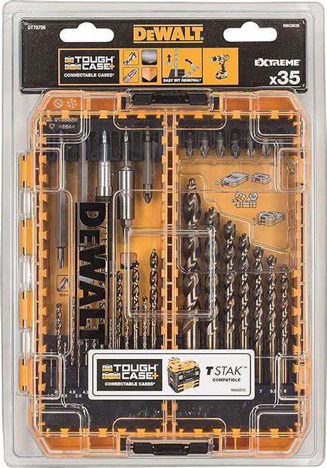 DeWALT DT70756 QZ Coffret TOUGHCASE 35 Pièces Forets Métal Pour