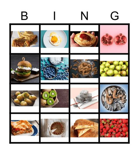 Foods Bingo Card