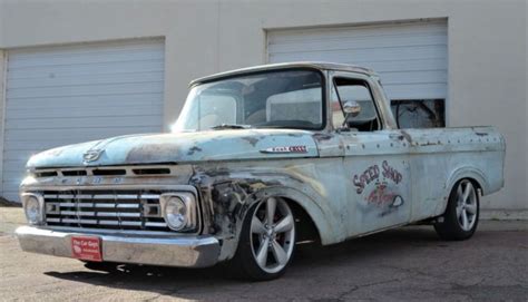 1963 Ford F 100 Unibody Pickup 2 Door Patina Crown Vic Body Drop 4 6 V8 Aod For Sale Photos