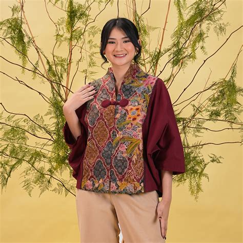 Jual NONA RARA Wing Encim Analisa T2401 Baju Batik Kasual Modern