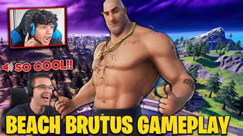 Streamers Play With Beach Brutus Skin In Fortnite Beach Brutus Skin Gameplay Youtube