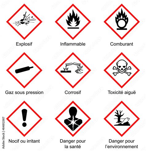 Pictogrammes Pictogrammes Danger Ghs Stock Adobe