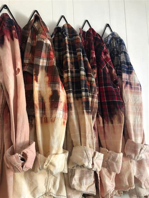 Flannel Shirt Set Bleached Distressed Bridal Party Bachelorette Tops