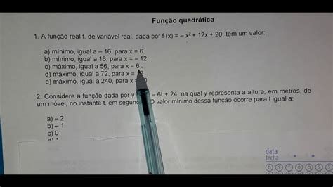 Vídeo 01 Matemática RevisÃo Função Quadrática 2º Ano A B E C