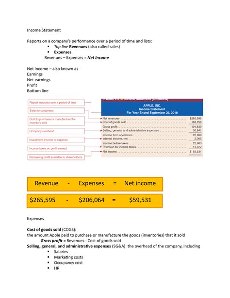 Income Statement Lecture Notes 49 Income Statement Reports On A Company’s Performance Over A