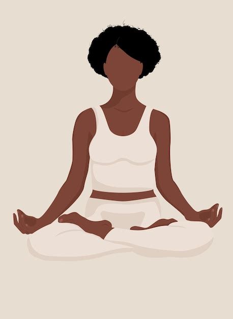 Premium Vector Dark Skinned Girl In The Lotus Position