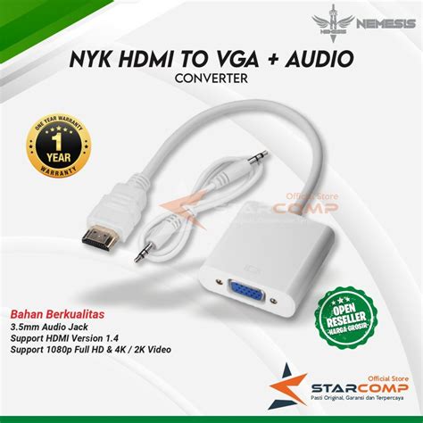 Jual Converter Hdmi To VGA Audio Kabel NYK Adapter HDMI To VGA