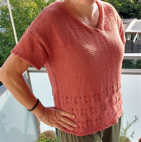 Oversized Kurzarmpullover mit Flechtmusterbordüre WOOLPLACE