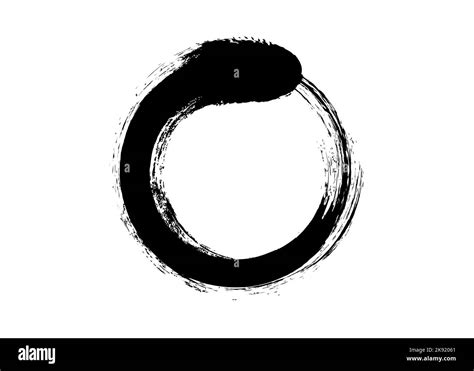 Black Enso Zen Circle On White Background Round Logo Icon In Art Paint