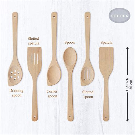 Amazon Wooden Spoons Set Of 6 Organic Natural Nonstick Wood